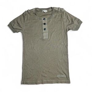 Burberry Lim Fit Olive Green Button-Up Tee London size S
